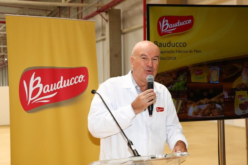 Discurso na inauguração da fábrica de pães da Bauducco, em dezembro de 2019. Fonte: Imagens divulgação.